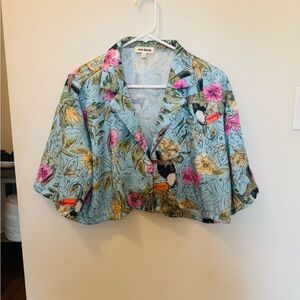 Floral Print Cropped Blazer